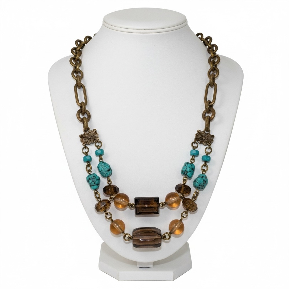 Stephen Dweck Turquoise Citrine Bronze Neiman Marcus Designer Necklace